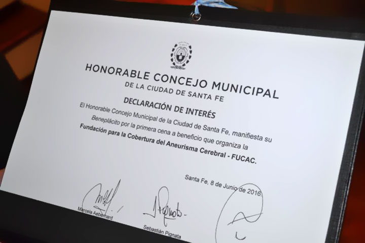 Fucac: Declaración de Interés del Concejo Municipal de Santa Fe.